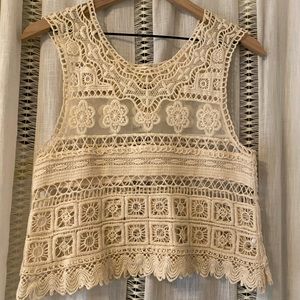 White Crochet Lace Crop Top
